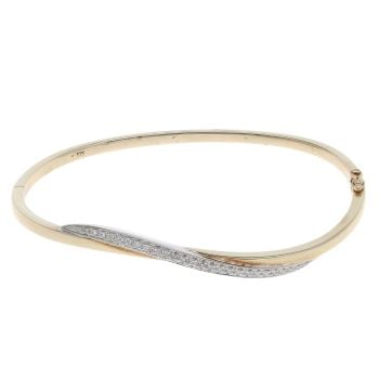 9ct Yellow And White Gold 0.15ct Diamond Bangle