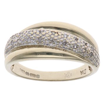 9ct Yellow Gold 0.10ct Diamond Crossover Ring