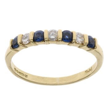 18ct Yellow Gold 0.20ct Brilliant Cut Diamond and Sapphire Ring