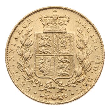 1845 Victoria Young Head Shield UK Full Sovereign Coin