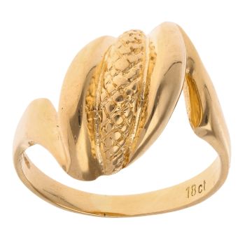 14ct Yellow Gold Abstract Patterned Wave Ring