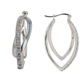 Sterling Silver Cubic Zirconia Double Hoop Earrings By Icesia