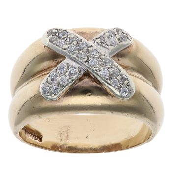 9ct Yellow Gold 0.25ct Diamond X Signet Ring