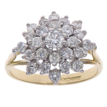 18ct Yellow Gold 1.00ct Brilliant Cut Diamond Cluster Ring