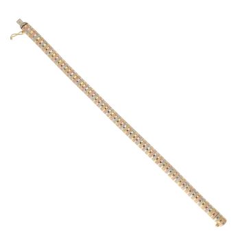 18ct Yellow White and Rose Gold Patterned Fancy Bracelet 7.5"