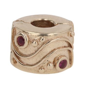 14ct Yellow Gold Pandora Ruby Babbling Brook Clip Charm