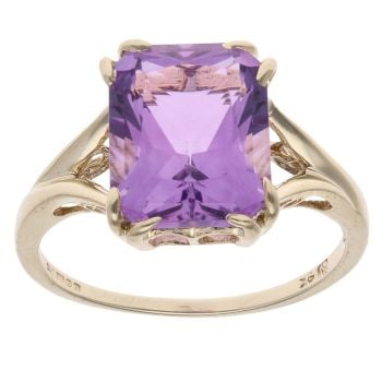 9ct Yellow Gold Amethyst Single Stone Ring