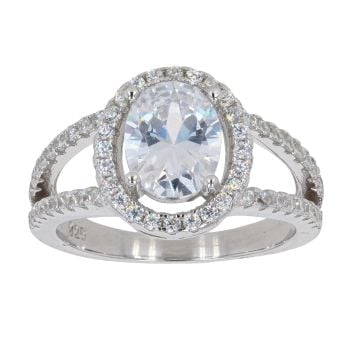 Silver Cubic Zirconia Oval Ring by Icesia