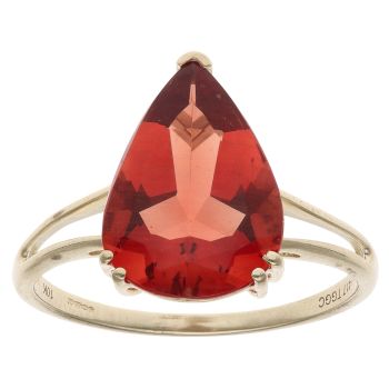 9ct Yellow Gold Orange Gemstone Solitaire Ring