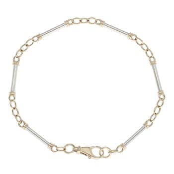 9ct Yellow And White Gold Fancy Bar and Belcher Bracelet 8"