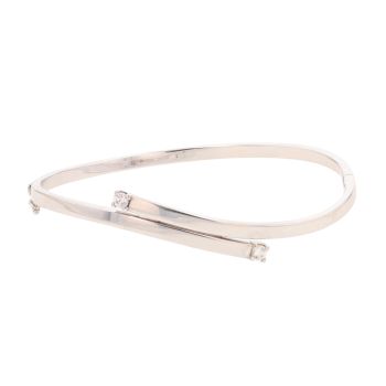 9ct White Gold Cubic Zirconia Hinged Bangle