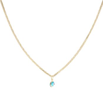 14ct Yellow Gold Children's Green Eye Pendant And Chain 14"