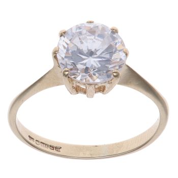 9ct Yellow Gold Cubic Zirconia Single Stone Ring