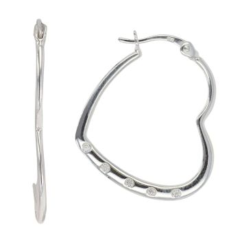 Silver Cubic Zirconia Heart Hoop Earrings By Icesia