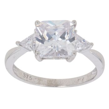 9ct White Gold Cubic Zirconia Three Stone Ring