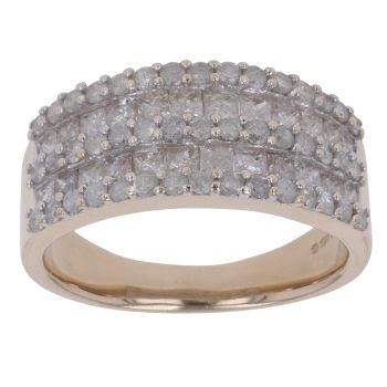 9ct Yellow Gold 1.50ct Brilliant and Princess Cut Diamond Fancy Ring