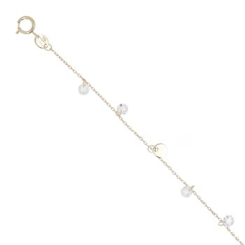 9ct Yellow Gold Cubic Zirconia and Circle Bracelet 7.5"