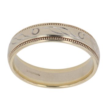 9ct Yellow Gold Patterned 5.2mm Wedding Band