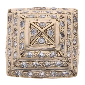 9ct Yellow Gold Cubic Zirconia Pyramid Ring