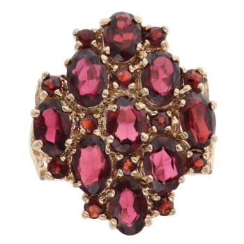 9ct Yellow Gold Garnet Cluster Ring