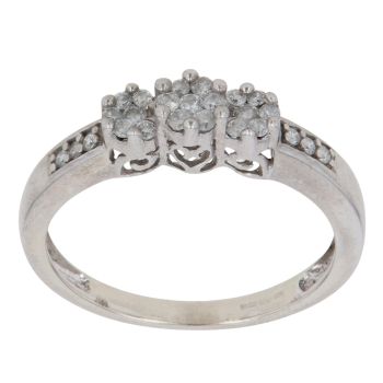 9ct White Gold 0.25ct Brilliant Cut Diamond Cluster Ring