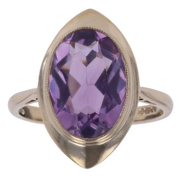 9ct Yellow Gold Amethyst Single Stone Ring