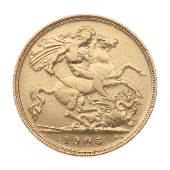 1905 Edward VII Large Head UK Half Sovereign Coin
