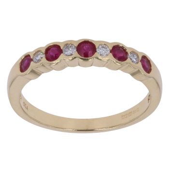 18ct Yellow Gold 0.10ct Diamond and Ruby Ring