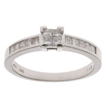 18ct White Gold 0.40ct Princess Cut Diamond Cluster Ring