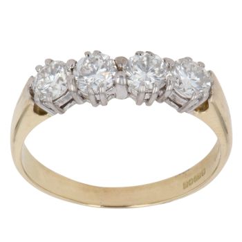 18ct Yellow Gold 1.00ct Brilliant Cut Diamond Four Stone Ring