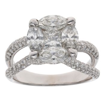 18ct White Gold 2.89ct Brilliant Cut Diamond Cluster Ring