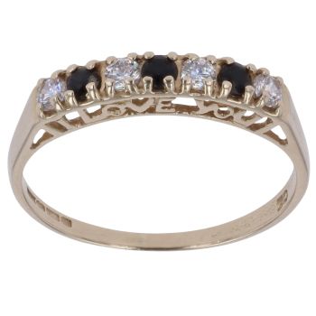 9ct Yellow Gold Cubic Zirconia and Sapphire Half Eternity Ring