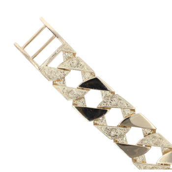 9ct Yellow Gold Patterned Curb Bracelet 9.5"