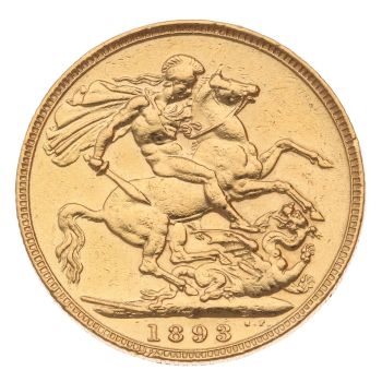 1893 Victoria Old Head UK Full Sovereign Coin