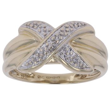 9ct Yellow Gold 0.05ct Brilliant Cut Diamond Crossover Ring