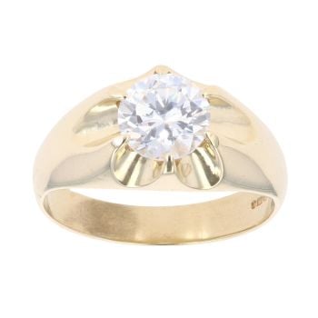 9ct Yellow Gold Cubic Zirconia Signet Ring