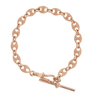 9ct Rose Gold T-Bar Button Bracelet 7.5"