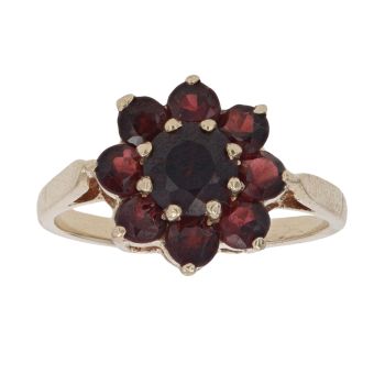 9ct Yellow Gold Garnet Cluster Ring