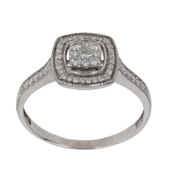 9ct White Gold 0.25ct Brilliant Cut Diamond Cluster Ring