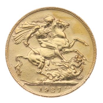 1927 George V Large Head South Africa Full Sovereign Coin