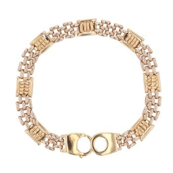 9ct Yellow And White Gold Fancy Gate Bracelet 7.5"