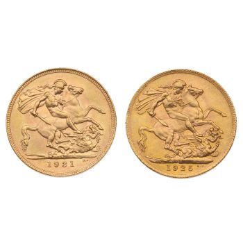 1925 George V Large Head South Africa & 1931 George V Small Head South Africa South Africa Full Sovereign Coins Set Proof Boxed