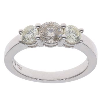 18ct White Gold 1.00ct Brilliant Cut Diamond Graduated Trilogy Ring