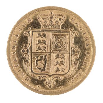 1883 Victoria Young Head Shield Back UK Half Sovereign Coin