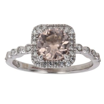 18ct Yellow Gold 0.20ct Brilliant Cut Diamond and Morganite Cluster Ring