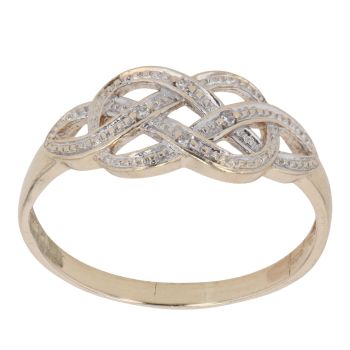 9ct Yellow Gold 0.05ct Diamond Crossover Ring