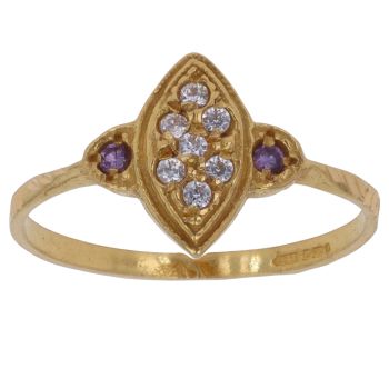 22ct Yellow Gold Cubic Zirconia Shield Fancy Ring