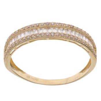 18ct Yellow Gold Cubic Zirconia Three Row Ring