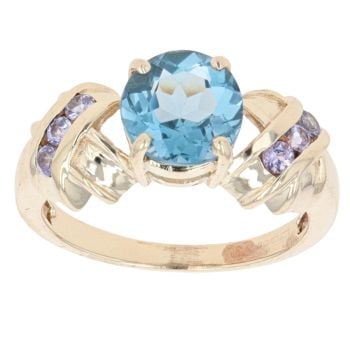 9ct Yellow Gold Tanzanite And Blue Topaz Ring