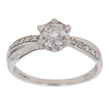 9ct White Gold 0.25ct Brilliant Cut Diamond Cluster Ring